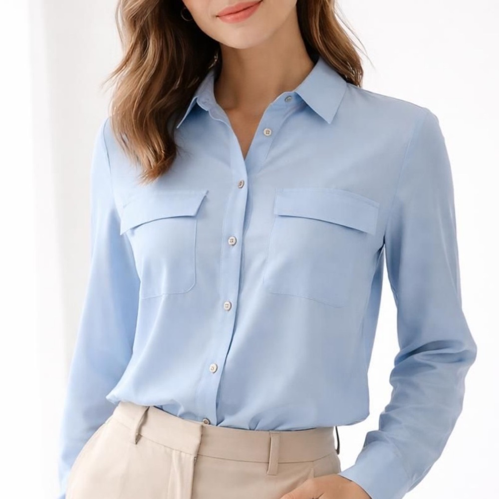 Adrienne Vittadini Light Blue Blouse Size Small
